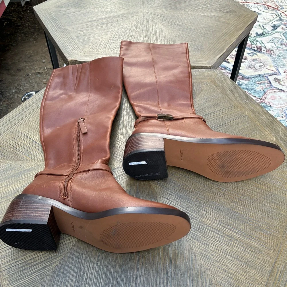 NWOT LINEA PAOLO Kamile Knee-High Riding Boots In Cognac Size 7